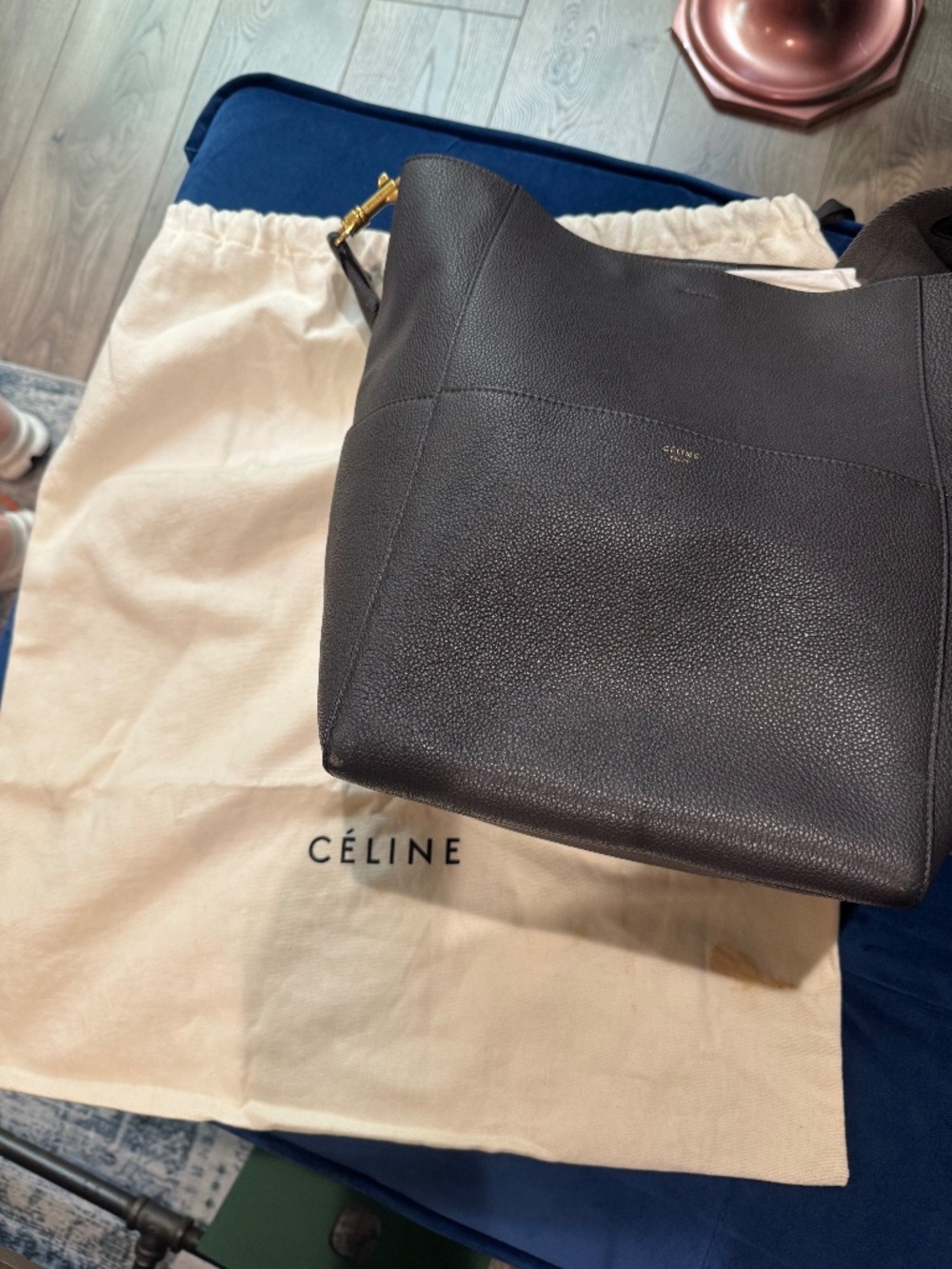 Celine Bucket Navy Blue Grained Calfskin (ws010726a0) - NEW without tag